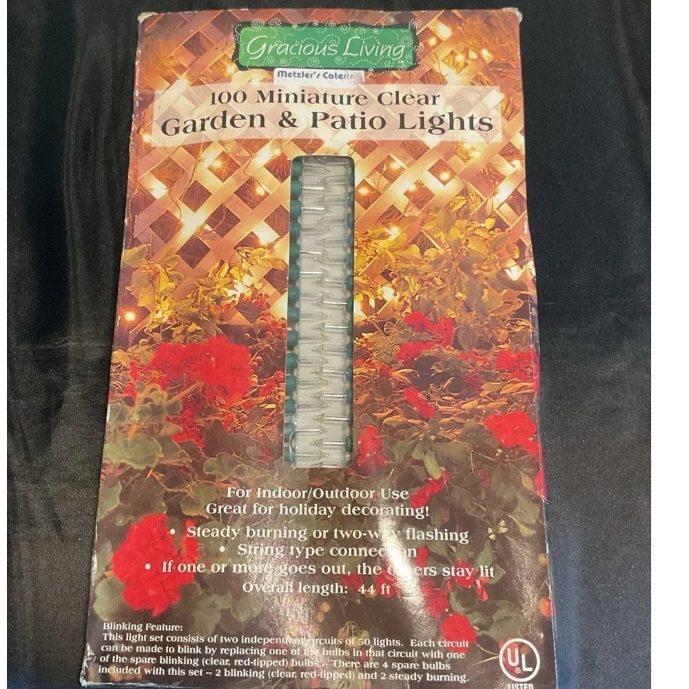 Gracious Living 100 Miniature Clear Garden Patio Lights Indoor Outdoor 44ft New